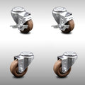 Service Caster 3.5 Inch SS High Temp Glass Filled Nylon Swivel Bolt Hole Caster Set with Brakes SCC-SSBH20S3514-GFNSHT-2-TLB-2